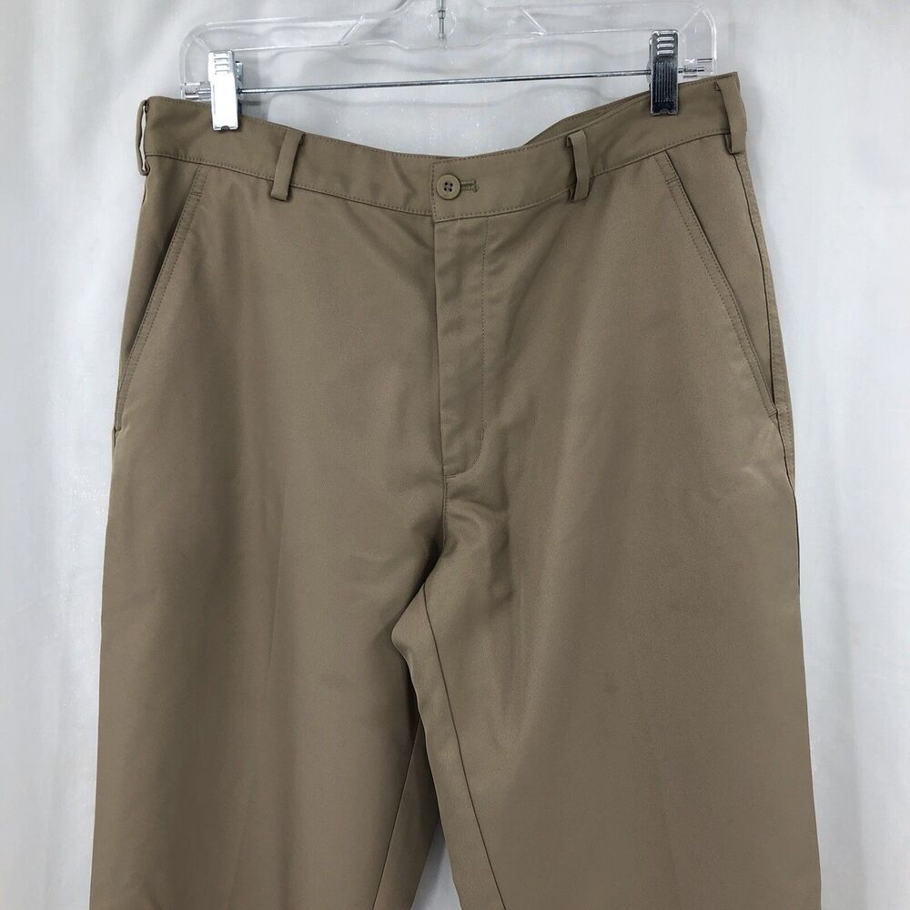 Nike Golf Tech Flat Front 407193-235 Khaki Dri-Fit Trousers Pants 32x32